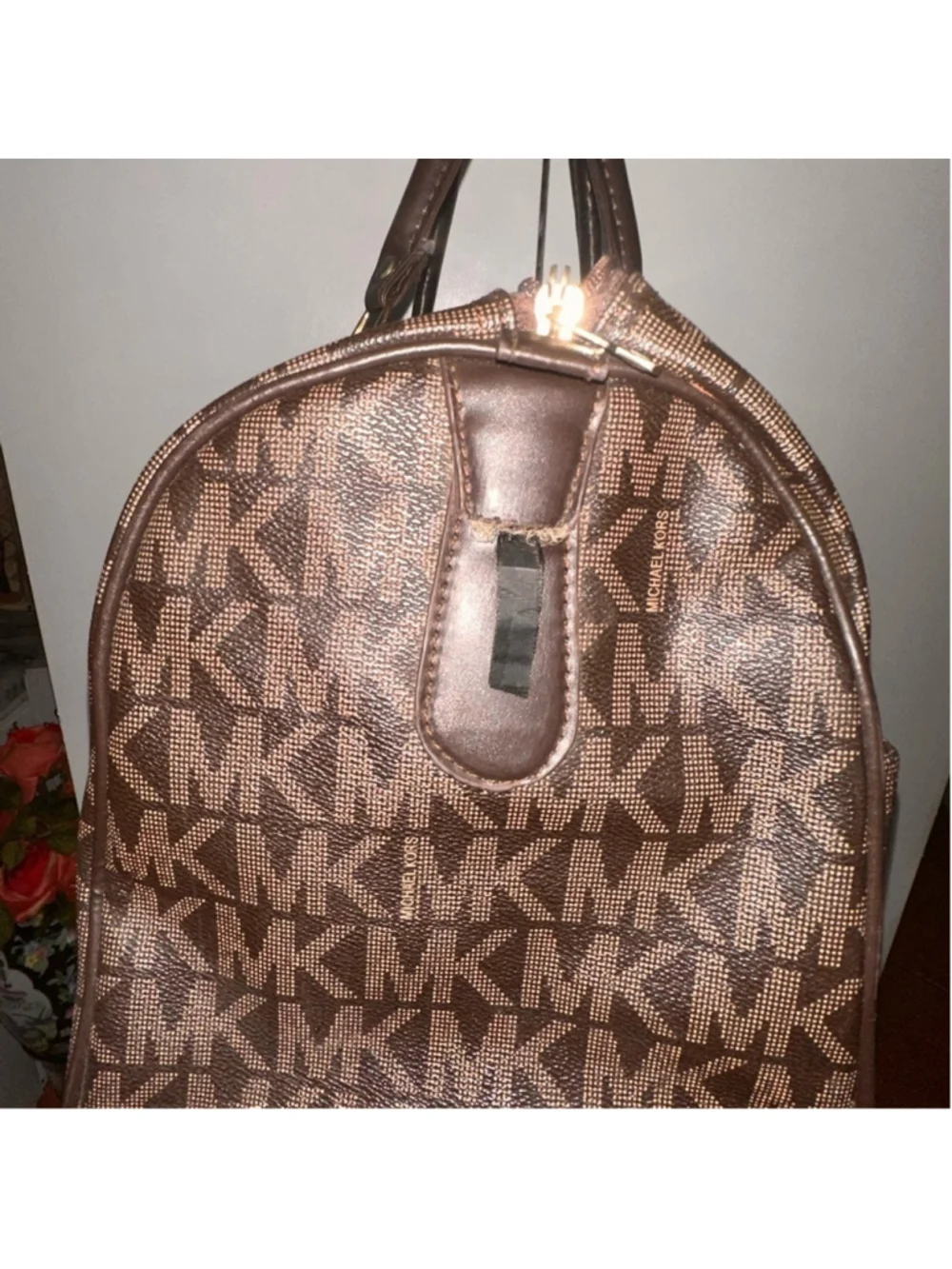 Michael Kors brown Monogram duffel bag